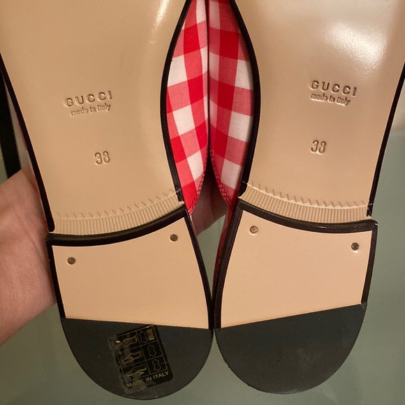 NIB GUCCI Red Gingham Princetown MULES Slides/Loafer Flats sz 7-7.5 US/38 ITALY - Picture 11 of 13